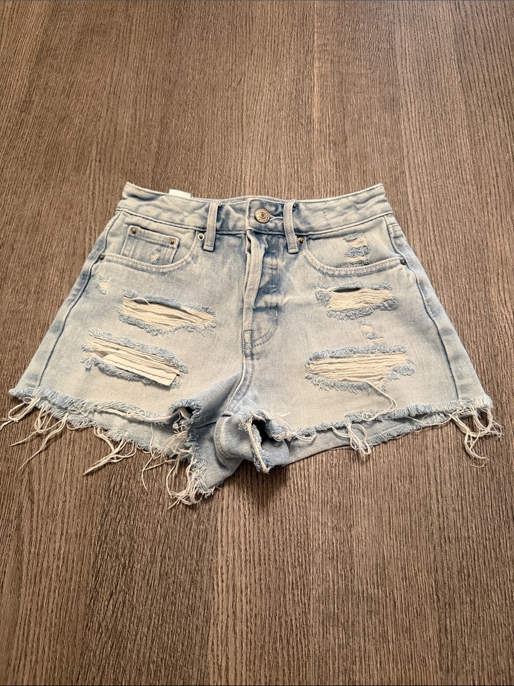 PacSun Light Blue Distressed Denim Shorts